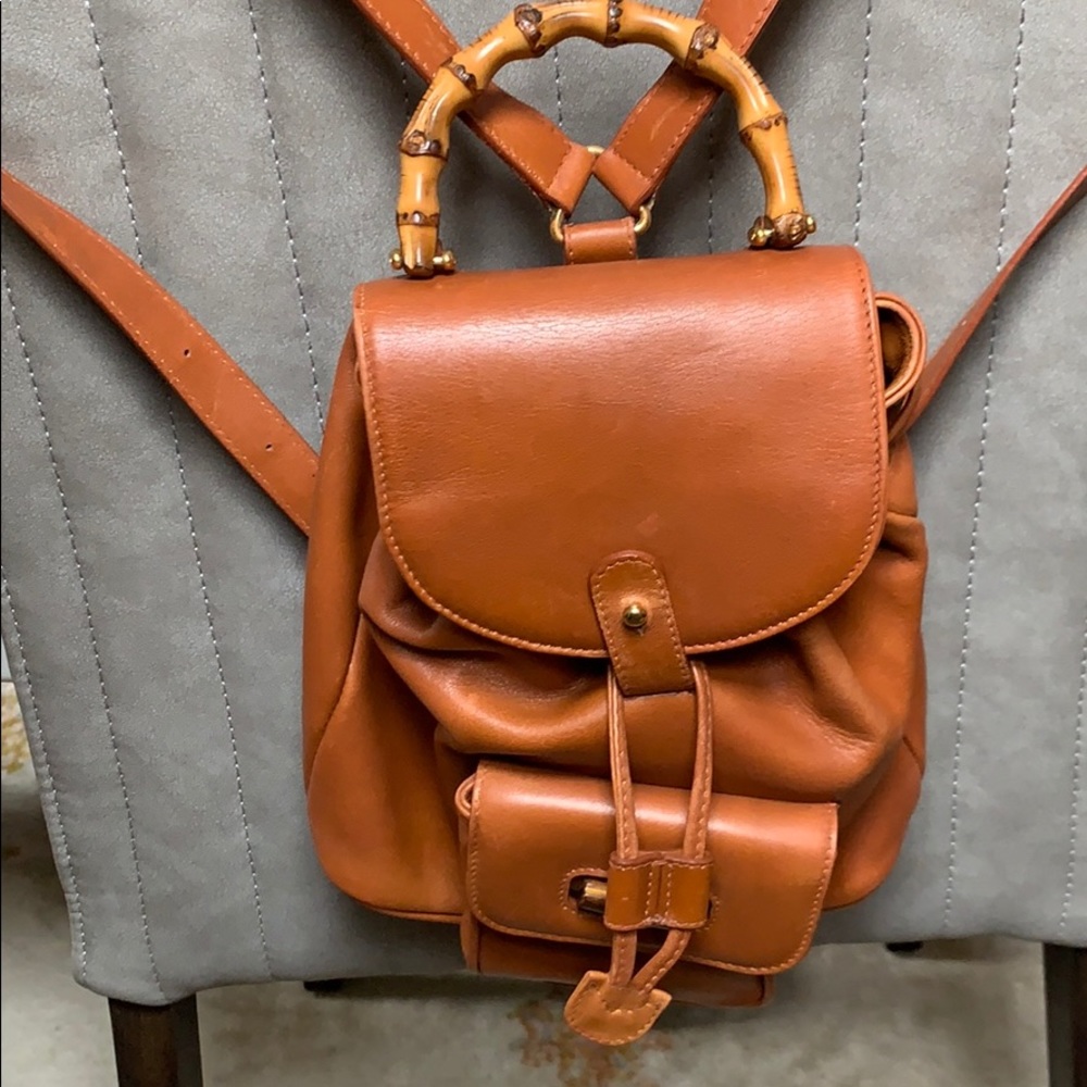 Gucci mini bamboo leather backpack